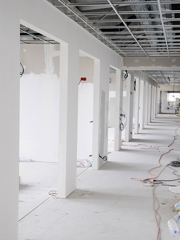 Over budget and unfinished commercial interior construction site